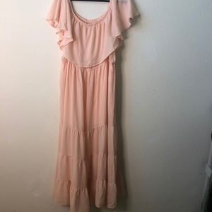 VENUS Peach Ruffle Tiered Maxi Dress